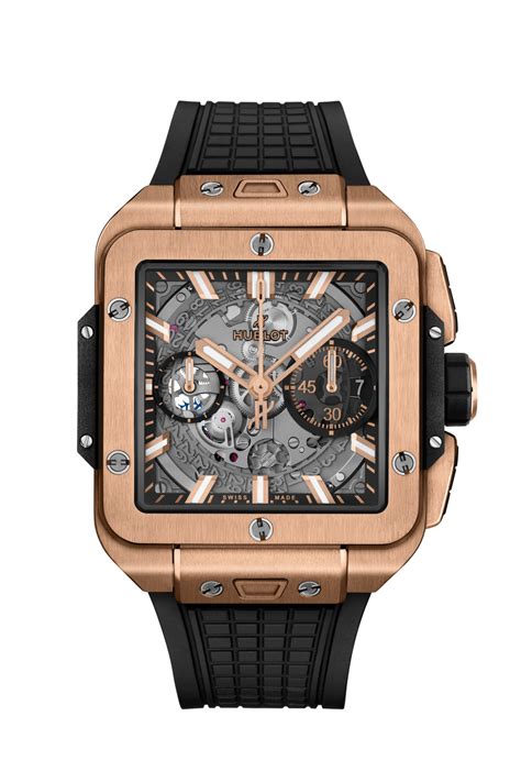 hublot skeleton rose gold square|Hublot square bang.